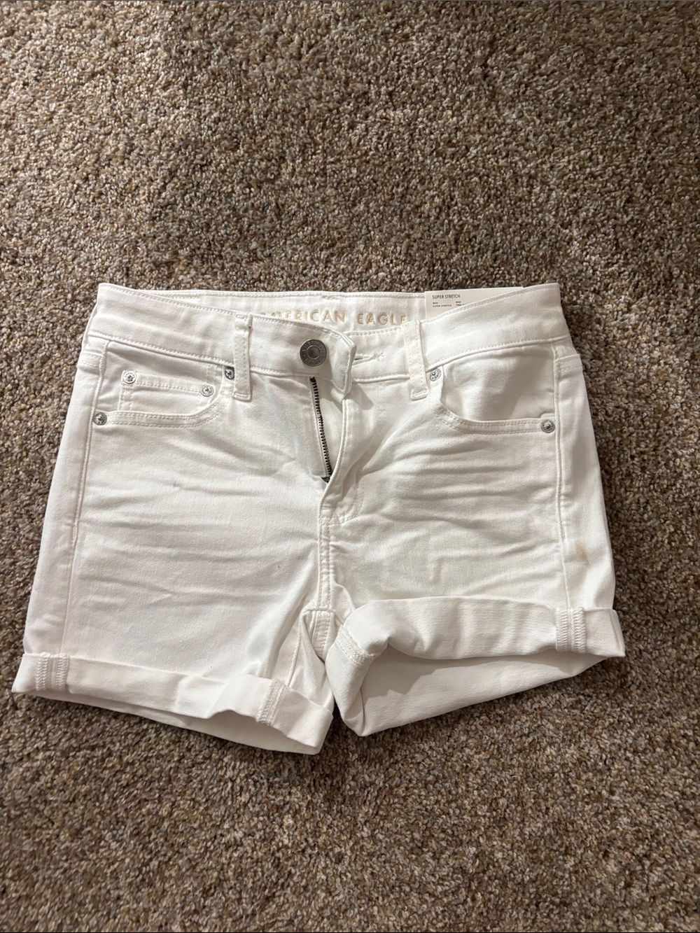 American Eagle Outfitters White Cuffed Denim Shorts